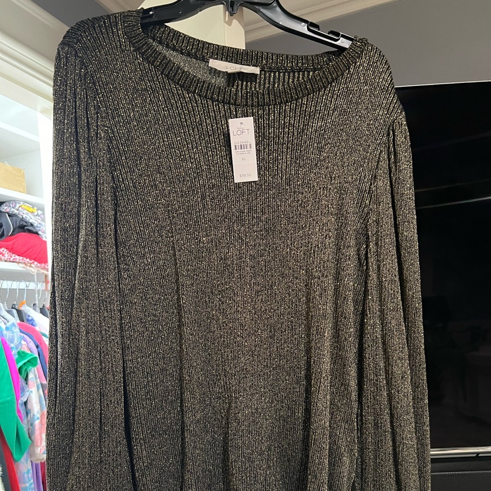 NWT loft glittery black top